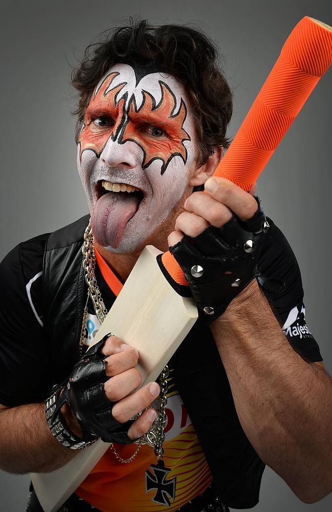 Hoggy dresses up as Gene Simmons from Kiss - showing his age 