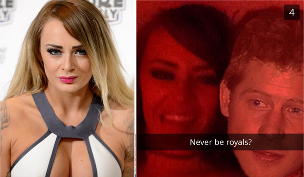 LEFT: Chelsea Ferguson, at the North England striptease awards RIGHT: Ferguson takes a sneaky snap of Prince Harry aboard a party bus together