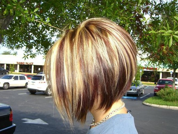 Red-Blonde-and-Brown-Highlights-with-an-Inverted-Bob