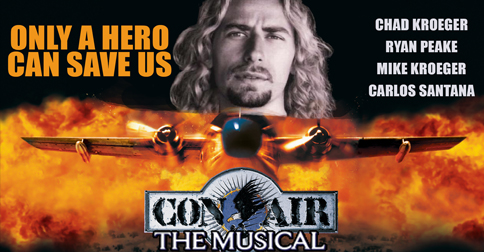 The drafted flyer for the Davenport production of Con-Air The Musical