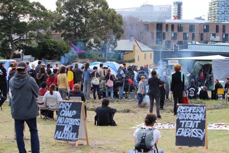 The non-violent Aboriginal protestors on The Block. Campaigning for once-promised low-cost Indigenous housing.
