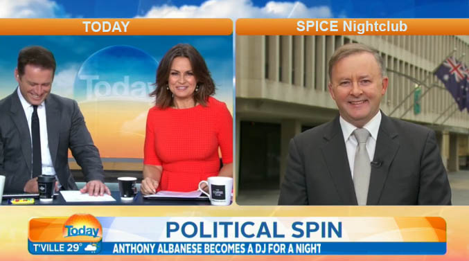 Anthony Albanese is interviewed on the TODAY show shortly after his set, which finished just after 6:00am