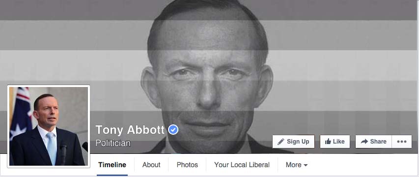 Tony Abbott's facebook page as of this morning