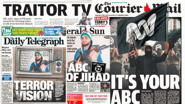 The newscorp headlines following Monday nights' QandA episode. Some would say this kind of journalism is "sensationalist"