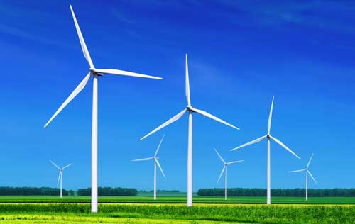 A photo of "kitsch" wind turbines