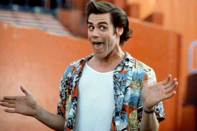Ace Ventura: Pet Detective, one of the three movies Nick and Stacey watch back-to-back without so much as shoulder rub.