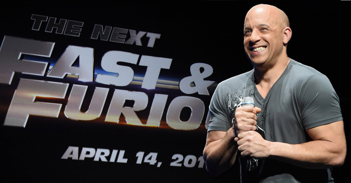 Vin Diesel speaks to media about "Fast 8" at a Huffington Post press junket