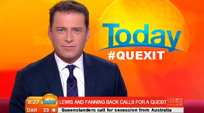 Karl Stefanovic hosts his weekly 'Quexit' special on the TODAY Show this morning